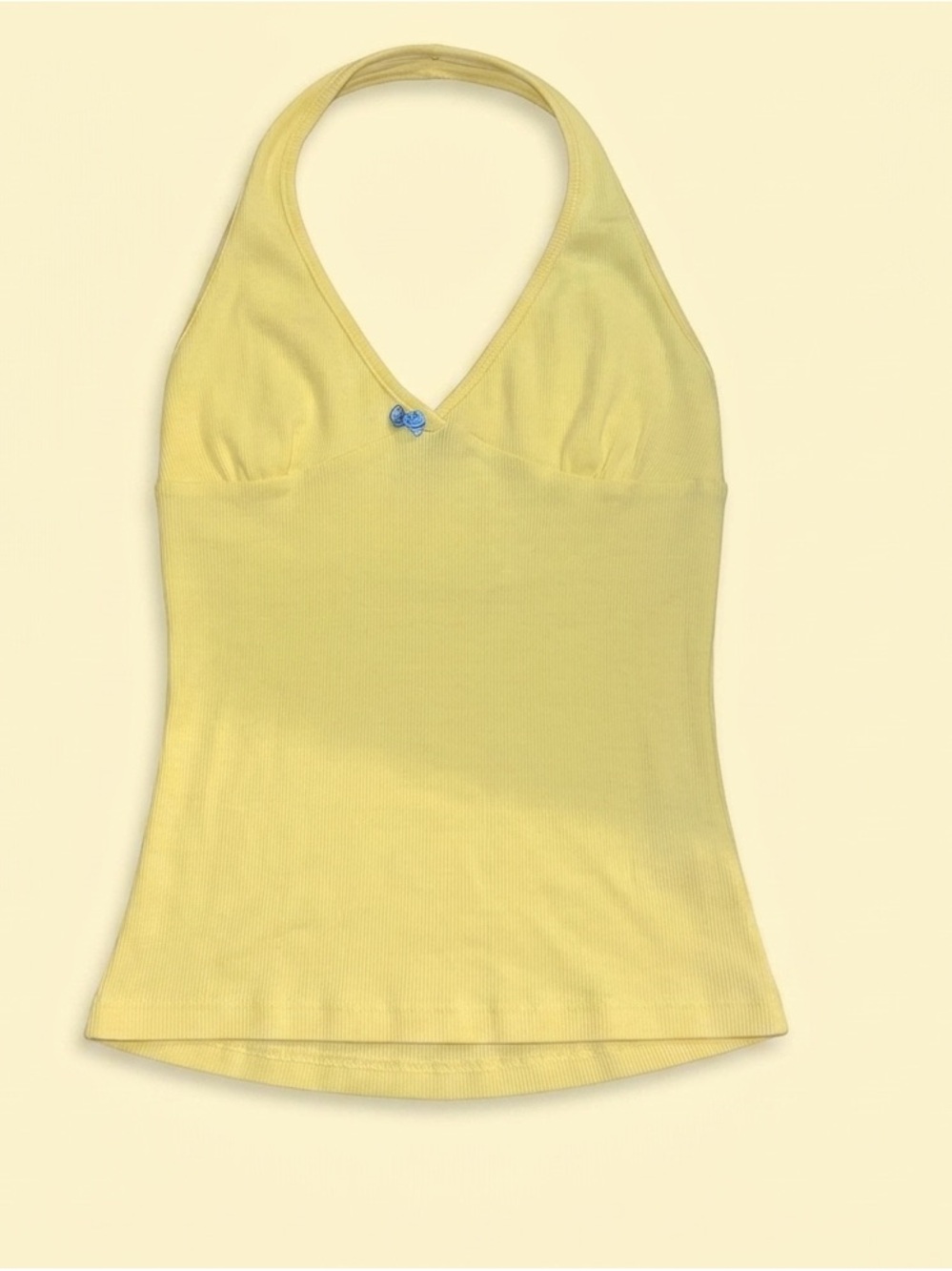 & Other Stories Pale Yellow Ribbed Halter Camisole